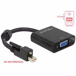 DeLOCK 62641, 0,25 m, Mini DisplayPort, VGA (D-Sub), Mâle, Femelle, Or