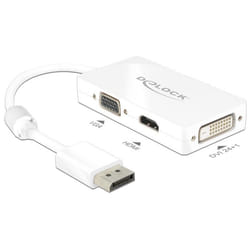DeLOCK 0.16m DisplayPort/VGA+HDMI+DVI-D 0,16 m VGA (D-Sub)+ HDMI + DVI Blanc