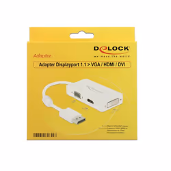 DeLOCK 0.16m DisplayPort/VGA+HDMI+DVI-D 0,16 m VGA (D-Sub)+ HDMI + DVI Blanc
