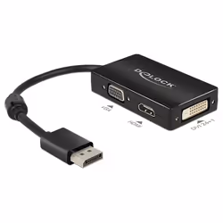 DeLOCK 0.16m DisplayPort/VGA+HDMI+DVI, 0,16 m, DisplayPort, VGA (D-Sub)+ HDMI + DVI, Mâle, Femelle, 1920 x 1200 pixels