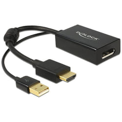 DeLOCK 0.245m HDMI+USB2.0-A/DisplayPort 0,254 m HDMI + USB Noir