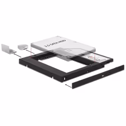 DeLOCK 62669, 13,3 cm (5.25"), Panneau de façade, 2.5", Noir, 6 Gbit/s, 128 mm