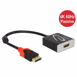 DeLOCK 0.2m, Displayport/HDMI, 0,2 m, DisplayPort, HDMI, Mâle, Femelle, Or