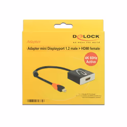 DeLOCK 62735 câble vidéo et adaptateur 0,2 m Mini DisplayPort HDMI Type A (Standard) Noir