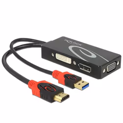 DeLOCK 62959, 0,135 m, HDMI + USB, DVI-I + VGA (D-Sub), Mâle, Femelle, 3840 x 2160 pixels
