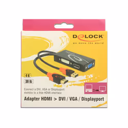 DeLOCK 62959 câble vidéo et adaptateur 0,135 m HDMI + USB DVI-I + VGA (D-Sub) Noir, Rouge