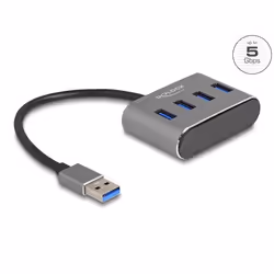 DeLOCK 63190, USB 3.2 Gen 1 (3.1 Gen 1) Type-A, USB 3.2 Gen 1 (3.1 Gen 1) Type-A, 5000 Mbit/s, Noir, Métal, 0,2 m