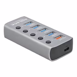 DeLOCK Hub USB 5 Gbps avec 4 ports + 1 port de chargement rapide + 1 port USB-C PD 3.0 avec interrupteur et voyant - Vue supplémentaire 3