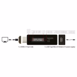 DeLOCK 63327 changeur de genre de câble HDMI-A 19 pin USB Type Micro-B Noir