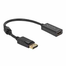 DeLOCK Adaptateur DisplayPort 1.2 mâle vers HDMI femelle 4K passif noir, 0,2 m, DisplayPort, HDMI, Mâle, Femelle, Droit