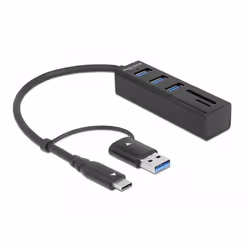 DeLOCK 63859, USB 3.2 Gen 1 (3.1 Gen 1) Type-A + Type-C, MicroSD (TransFlash), SD, USB 3.2 Gen 1 (3.1 Gen 1) Type-A, ChromeOS ...