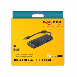 DeLOCK 63931 station d'accueil USB 3.2 Gen 1 (3.1 Gen 1) Type-C Noir