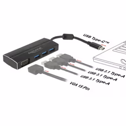 DeLOCK 63932 station d'accueil USB 3.2 Gen 1 (3.1 Gen 1) Type-C Noir