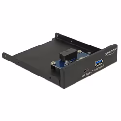 DeLOCK 63962, 8,89 cm (3.5"), ports panneau I/O, Noir, Métal, 5 Gbit/s, 102 mm