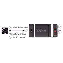 DeLOCK USB-Wandladegerät 63974 Universel Noir Secteur Intérieure - Vue supplémentaire 4