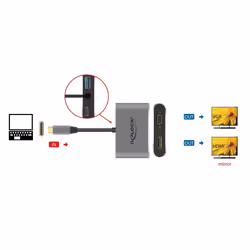 DeLOCK 64074 station d'accueil USB 3.2 Gen 1 (3.1 Gen 1) Type-C Gris - Vue supplémentaire 4