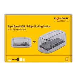 DeLOCK 64089 Boîtier de disques de stockage Boîtier disque dur/SSD Transparent 2.5/3.5"