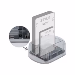 DeLOCK 64090, HDD, SSD, Série ATA III, 2.5,3.5", USB 3.2 Gen 1 (3.1 Gen 1) Type-C, 6 Gbit/s, Transparent