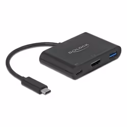 DeLOCK 64091, USB 3.2 Gen 1 (3.1 Gen 1) Type-C, 60 W, Noir, HDMI, USB 3.2 Gen 1 (3.1 Gen 1) Type-A, USB 3.2 Gen 1 (3.1 Gen 1) ...