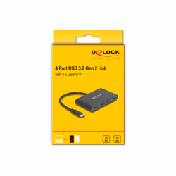 DeLOCK 64129 hub & concentrateur USB 3.2 Gen 2 (3.1 Gen 2) Type-C 5000 Mbit/s Noir