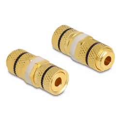 DeLOCK 64144, 2 x binding post, Noir, Or, Femelle/Femelle, Droit, Or, 9,5 mm