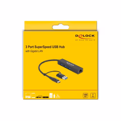 DeLOCK 64149 station d'accueil USB 3.2 Gen 1 (3.1 Gen 1) Type-A + Type-C Noir