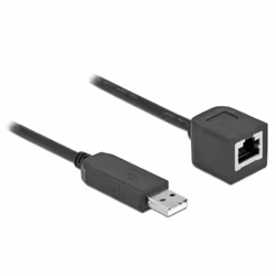 DeLOCK 64163, Noir, 0,5 m, RJ-45, USB 2.0 Type-A, Femelle, Mâle