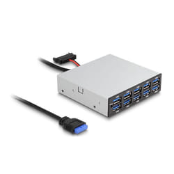 DeLOCK 64208 hub & concentrateur USB pin header (19 pin) 5000 Mbit/s Noir, Gris