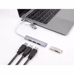 DeLOCK 64214 hub & concentrateur USB 3.2 Gen 1 (3.1 Gen 1) Type-A + Type-C 5000 Mbit/s Argent