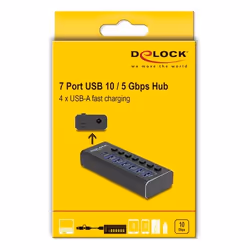 DeLOCK 64326 hub & concentrateur USB 3.2 Gen 2 (3.1 Gen 2) Type-C 10000 Mbit/s Noir - Vue supplémentaire 4