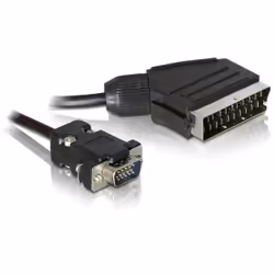 DeLOCK 65028, 2 m, SCART (21-pin), VGA (D-Sub), Nickel, Noir, Mâle/Mâle