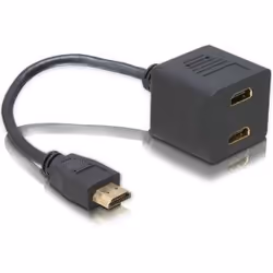 DeLOCK Adapter HDMI male to 2x HDMI female, 0,2 m, HDMI Type A (Standard), 2 x HDMI