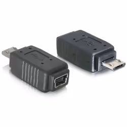 DeLOCK Adapter USB micro-B male to mini USB 5-pin, USB micro-B, mini USB 5p, Noir