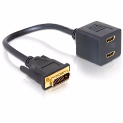 DeLOCK Adapter DVI 25 male > 2x HDMI female, 0,2 m, DVI-D, 2 x HDMI, Mâle, Femelle, Noir