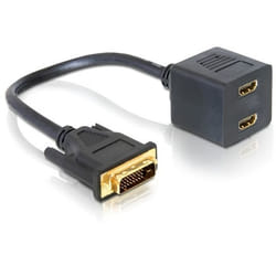 DeLOCK Adapter DVI 25 male > 2x HDMI female 0,2 m DVI-D 2 x HDMI Noir