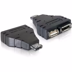 DeLOCK Adapter Power-over-eSATA &gt; 1x eSATA/1x USB, eSATA, 1xeSATA, 1xUSB, Noir
