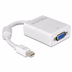 DeLOCK Adapter mini Displayport / VGA FM, 0,18 m, VGA (D-Sub), Mini DisplayPort, Mâle, Femelle, Blanc