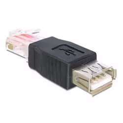 DeLOCK USB - RJ45, USB 2.0, RJ45, Noir