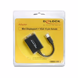 DeLOCK 65256 câble vidéo et adaptateur 0,18 m Mini DisplayPort VGA (D-Sub) Noir