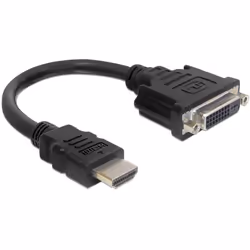 DeLOCK 0.2m HDMI-DVI M/F, 0,2 m, HDMI Type A (Standard), DVI-D, Mâle, Femelle, Noir
