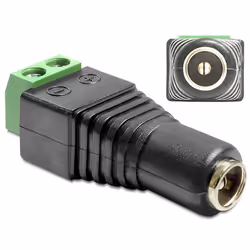 DeLOCK 65421, DC 2.1 x 5.5 mm, 2p, Noir, Vert, Argent