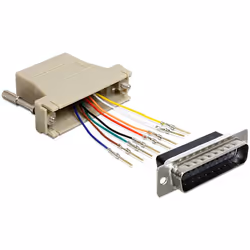DeLOCK 65433, Sub-D 25p, RJ45, Noir, Gris, Argent