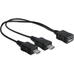 DeLOCK 20.5cm, USB micro-B - 2 x USB micro-B câble USB 0,205 m USB 2.0 Micro-USB B 2 x Micro-USB B Noir