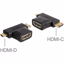 DeLOCK 65446, HDMI-C / HDMI-D, HDMI-A, Noir