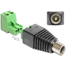 DeLOCK 65486 changeur de genre de câble DC 2.5 x 5.5 mm 2p Noir, Vert, Argent