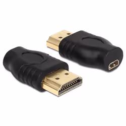 DeLOCK 65507, HDMI A, micro HDMI D, Noir