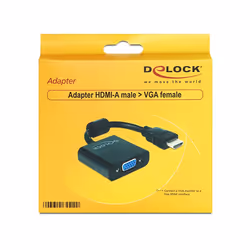 DeLOCK 65512 câble vidéo et adaptateur 0,254 m VGA (D-Sub) HDMI Type A (Standard) Noir