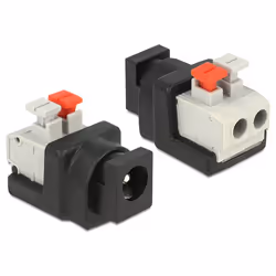 DeLOCK 65524, DC 5.5 x 2.1 mm, Noir, Argent