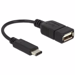 DeLOCK 65579, 0,15 m, USB C, USB A, USB 2.0, Mâle/Femelle, Noir