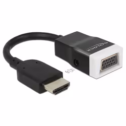 DeLOCK 65587, HDMI Type A (Standard), VGA (D-Sub) + 3,5 mm, Mâle, Femelle, 1920 x 120 pixels, Noir, Blanc